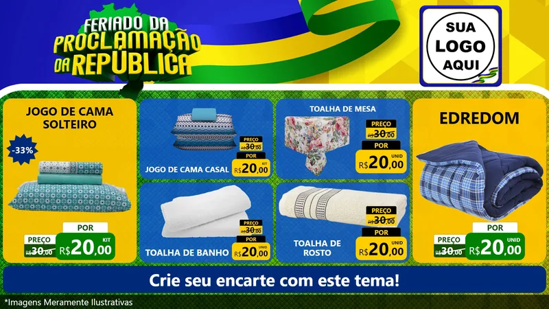 Modelo de TV para TV Horizontal com o tema Feriado da Proclamação da República para Cama, Mesa e Banho