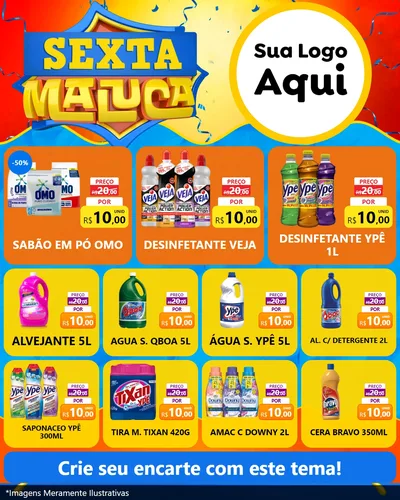 Modelo de Rede Social para Feed Instagram com o tema Sexta Maluca para Produtos de Limpeza