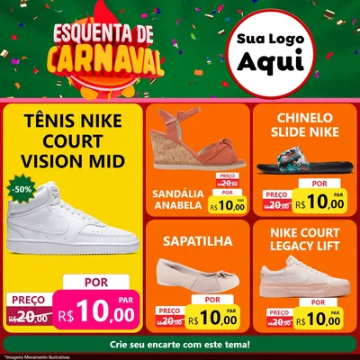Modelo de Rede Social para Feed Facebook com o tema Esquenta de Carnaval para Calçados