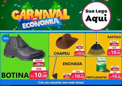Modelo de Encarte para Encarte A4 Horizontal com o tema Carnaval da Economia para Agropecuária