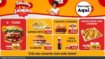 Modelo de TV para TV Horizontal com o tema Saldão de Janeiro para Hamburgueria