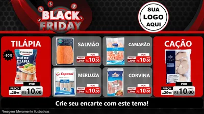 Modelo de TV para TV Horizontal com o tema Black Friday para Peixaria