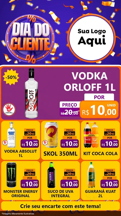 Modelo de Rede Social para Stories com o tema Dia do Cliente para Distribuidora de bebidas
