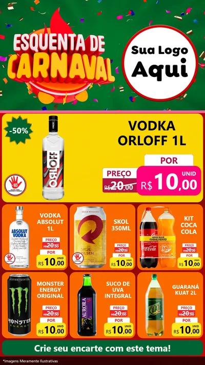 Modelo de Rede Social para Stories com o tema Esquenta de Carnaval para Distribuidora de bebidas