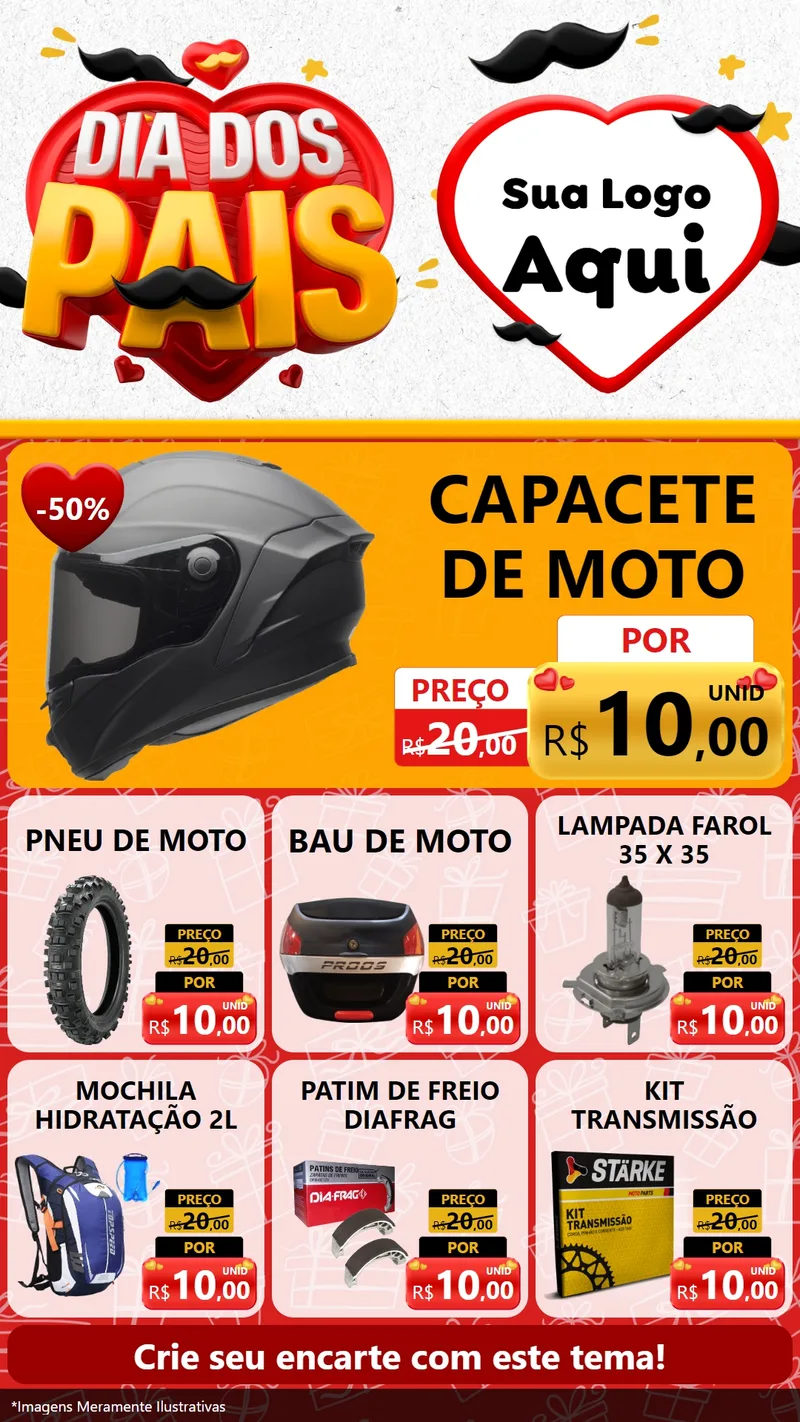 Modelo de Rede Social para Stories com o tema Dia dos Pais para Moto peças