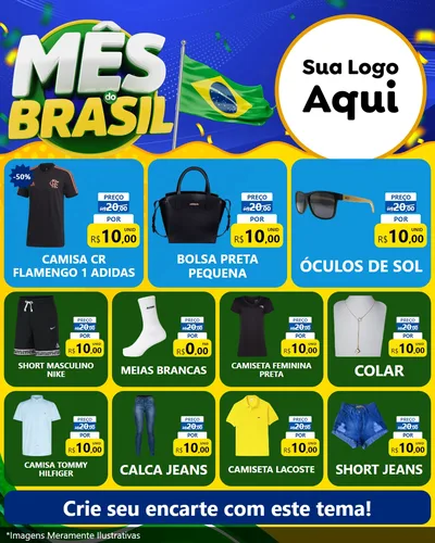 Modelo de Rede Social para Feed Instagram com o tema Mês do Brasil para Roupas e acessórios