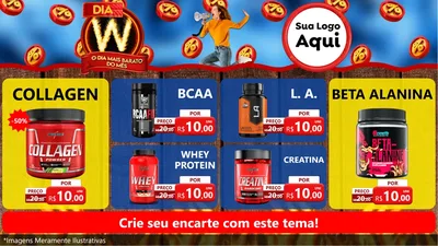 Modelo de TV para TV Horizontal com o tema Dia W - O Dia Mais Barato Do Mês para Suplementos alimentares