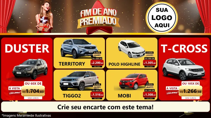 Modelo de TV para TV Horizontal com o tema Fim de Ano Premiado para Concessionaria de Carros