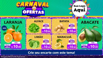 Modelo de TV para TV Horizontal com o tema Carnaval de Ofertas para Hortifrúti