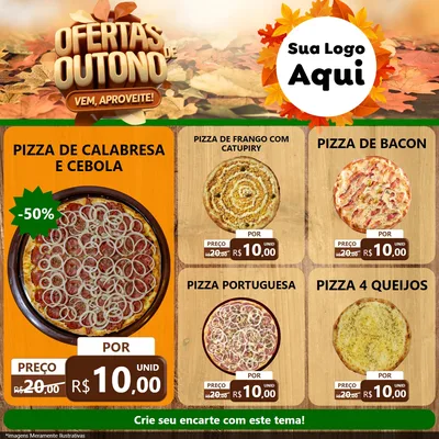Modelo de Rede Social para Feed Facebook com o tema Ofertas de Outono - Vem, Aproveite! para Pizzaria