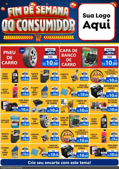 Modelo de Encarte para Encarte A4 Vertical com o tema Fim de Semana do Consumidor para Auto peças