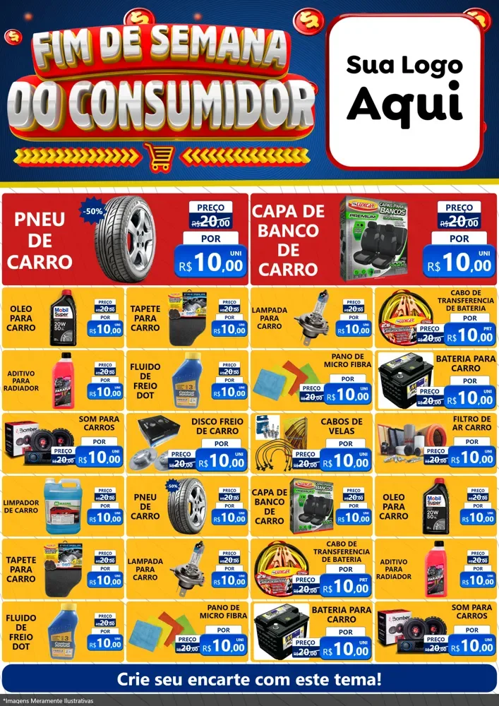 Modelo de Encarte para Encarte A4 Vertical com o tema Fim de Semana do Consumidor para Auto peças