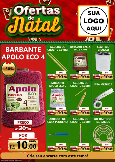 Modelo de Encarte para Encarte A4 Vertical com o tema Ofertas de Natal para Armarinho e Aviamentos