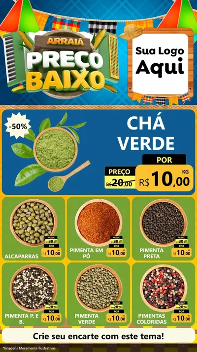 Modelo de Rede Social para Stories com o tema Arraiá de Preço Baixo - Junina para Produtos Naturais
