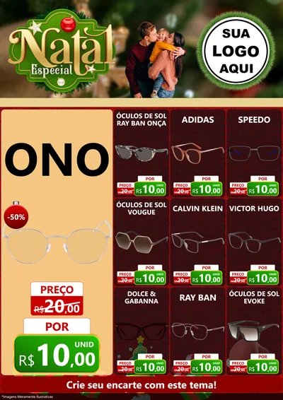 Modelo de Encarte para Encarte A4 Vertical com o tema Natal Especial para Óticas