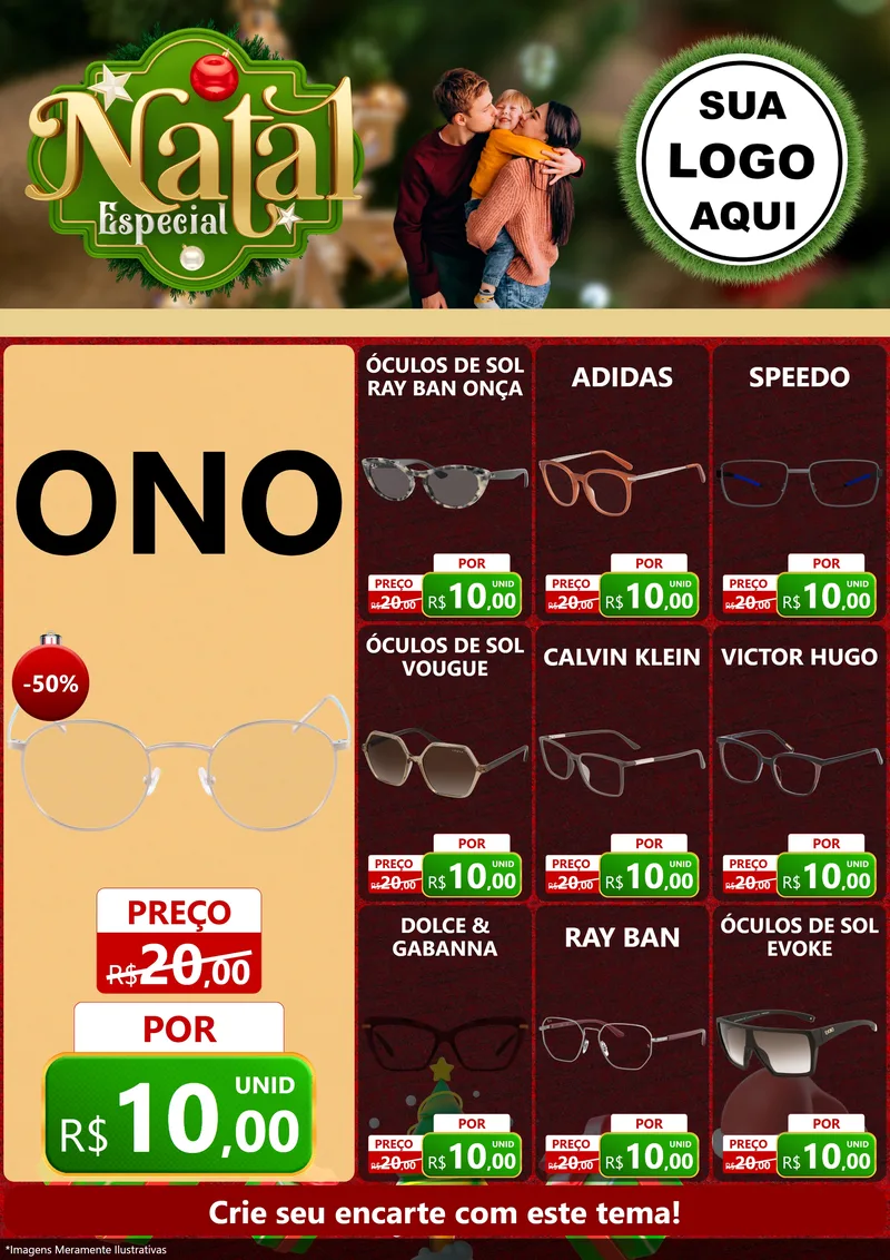 Modelo de Encarte para Encarte A4 Vertical com o tema Natal Especial para Óticas