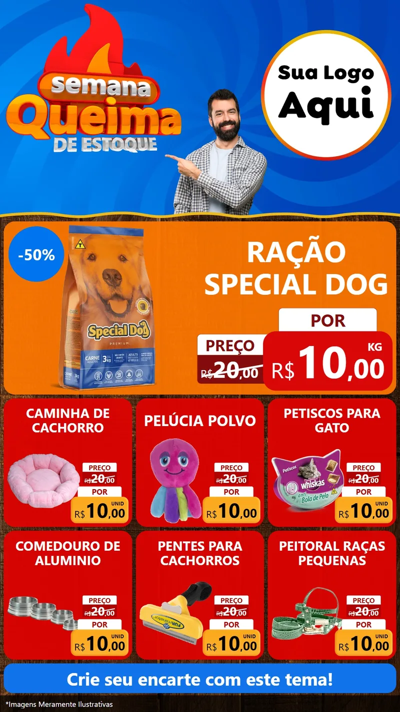 Modelo de Rede Social para Stories com o tema Semana Queima de Estoque para Pet Shop