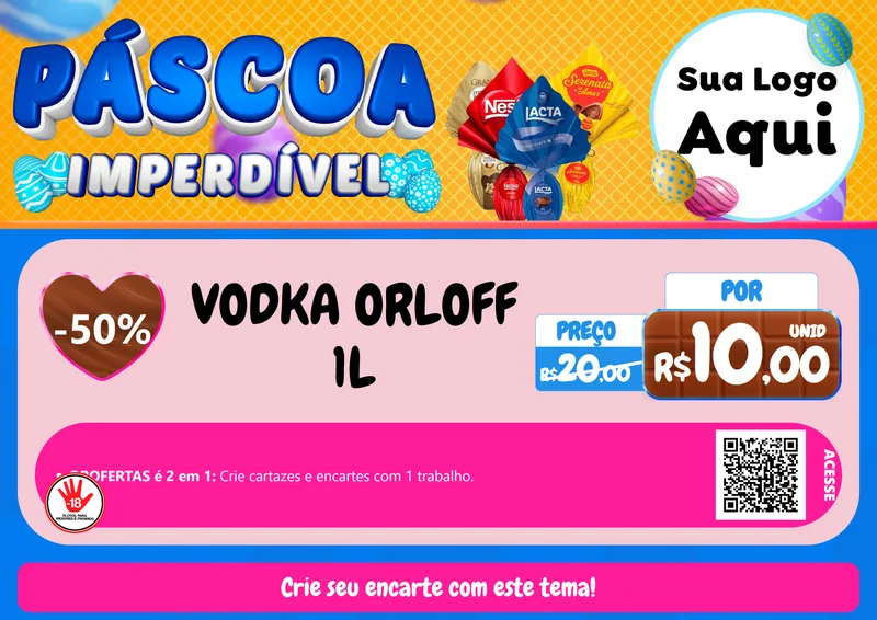 Modelo de Cartaz para Cartaz A4 Horizontal com o tema Páscoa Imperdível para Distribuidora de bebidas