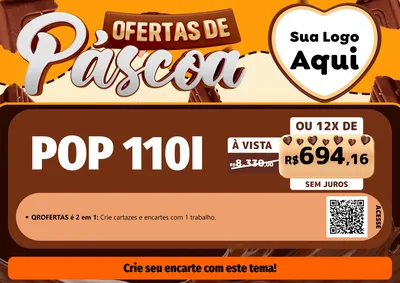 Modelo de Cartaz para Cartaz A4 Horizontal com o tema Ofertas de Páscoa para Concessionaria de Motos