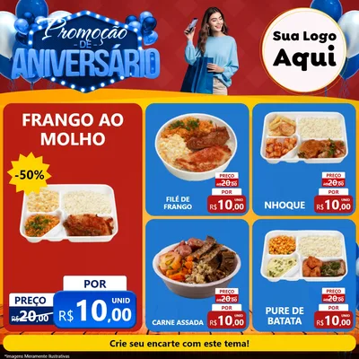 Modelo de Rede Social para Feed Facebook com o tema Promoção de Aniversário para Restaurante