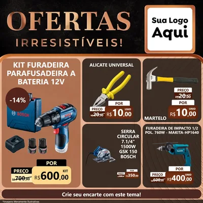 Modelo de Rede Social para Feed Facebook com o tema Ofertas Irresistíveis! para Maquinas e Ferramentas