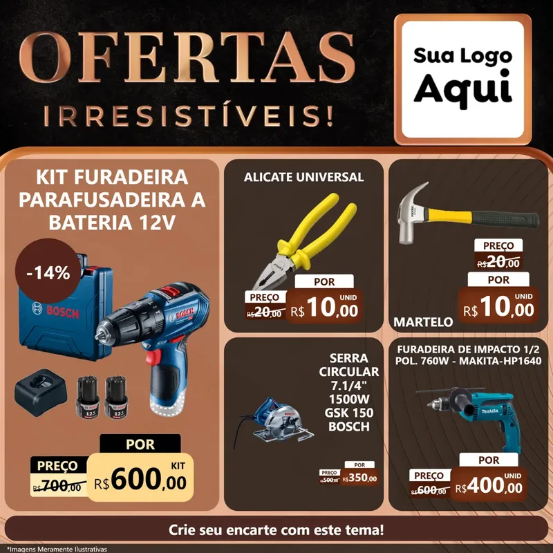 Modelo de Rede Social para Feed Facebook com o tema Ofertas Irresistíveis! para Maquinas e Ferramentas