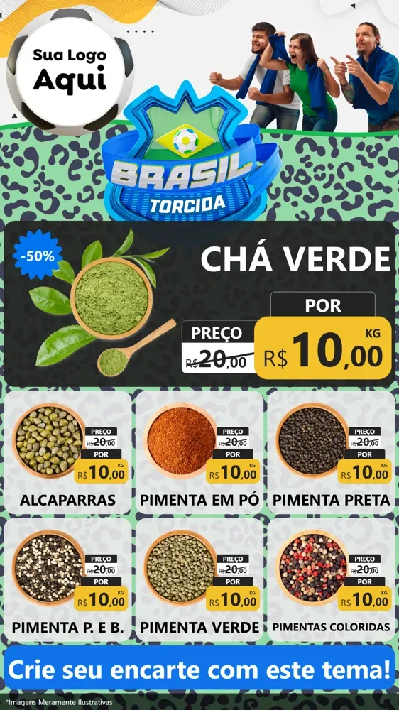 Modelo de Rede Social para Stories com o tema Brasil Torcida - Copa para Produtos Naturais