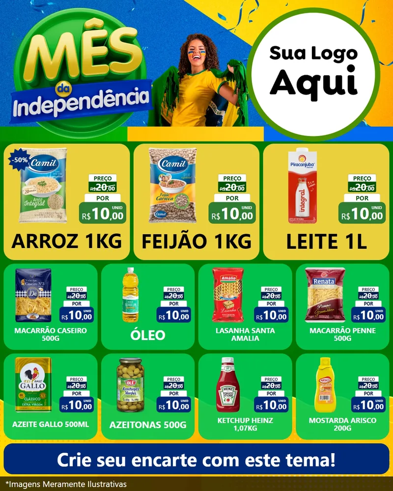 Modelo de Rede Social para Feed Instagram com o tema Mês da Independência para Supermercado
