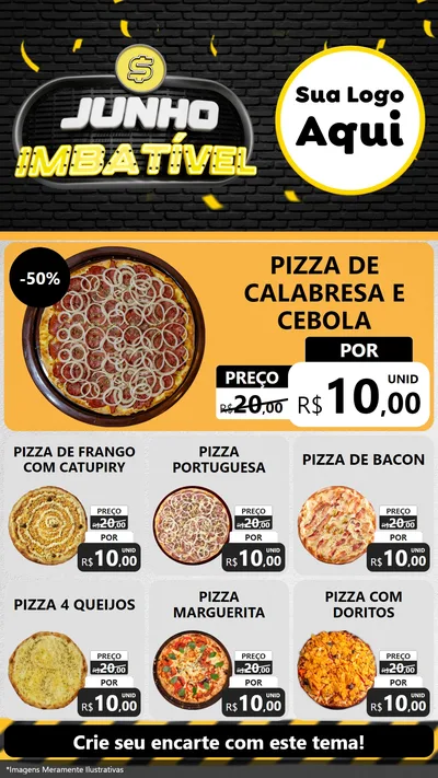 Modelo de Rede Social para Stories com o tema Junho Imbatível para Pizzaria