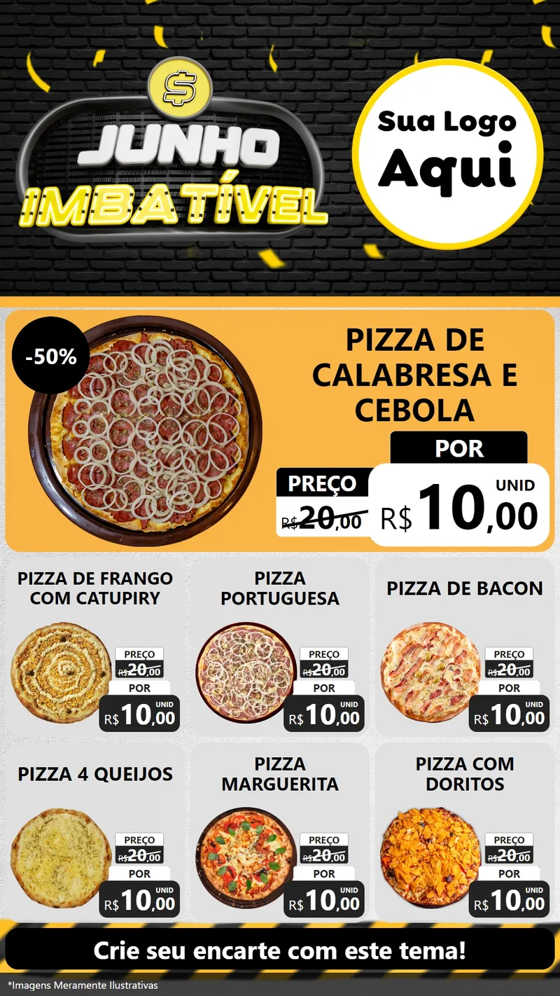 Modelo de Rede Social para Stories com o tema Junho Imbatível para Pizzaria