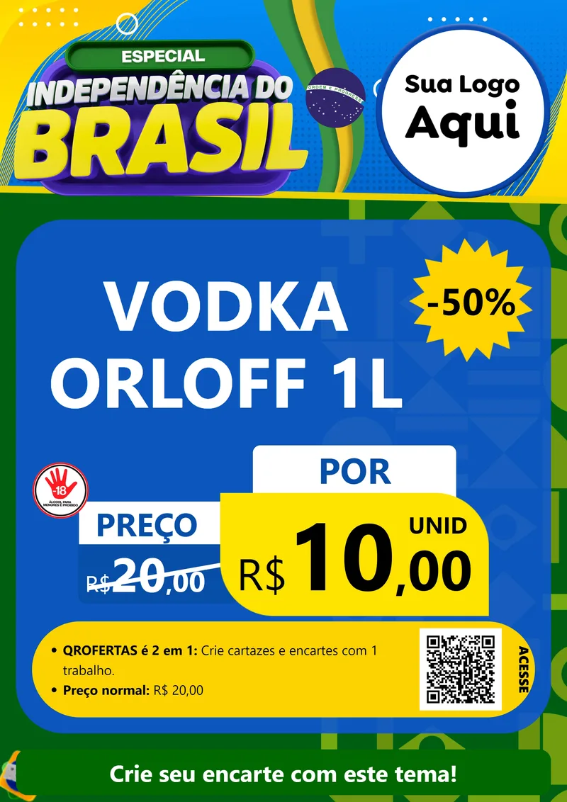 Modelo de Cartaz para Cartaz A4 Vertical com o tema Especial Independência do Brasil para Distribuidora de bebidas
