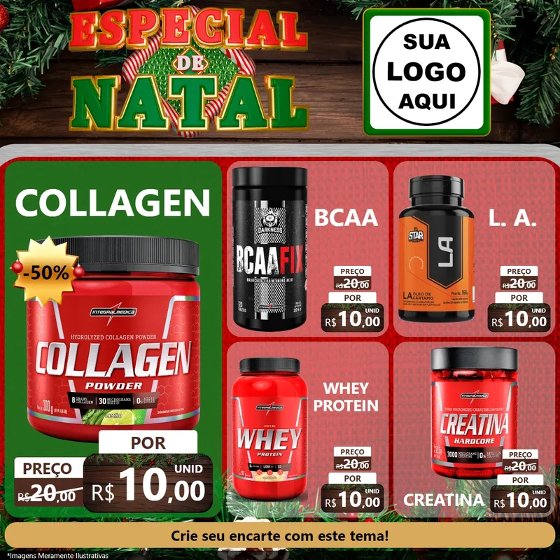 Modelo de Rede Social para Feed Facebook com o tema Especial de Natal para Suplementos alimentares