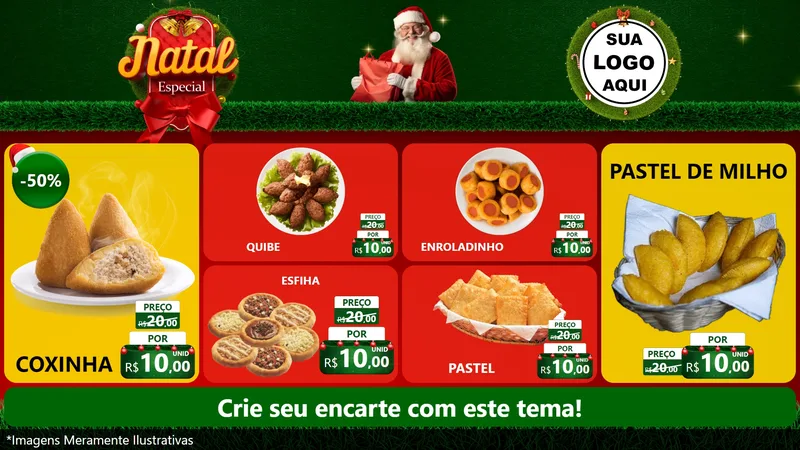 Modelo de TV para TV Horizontal com o tema Natal Especial para Salgadaria