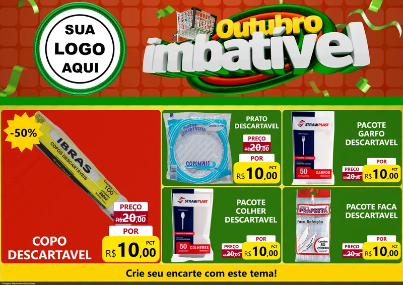 Modelo de Encarte para Encarte A4 Horizontal com o tema Outubro Imbatível para Embalagens