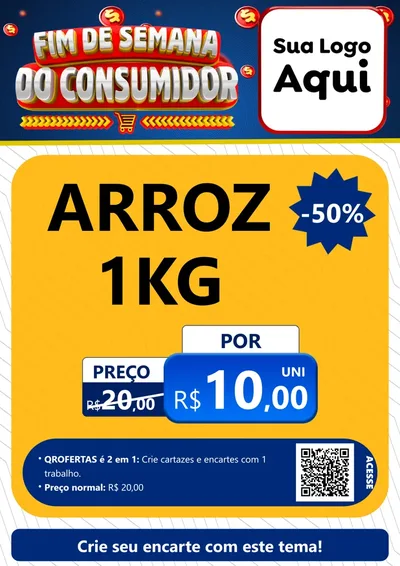Modelo de Cartaz para Cartaz A4 Vertical com o tema Fim de Semana do Consumidor para Supermercado