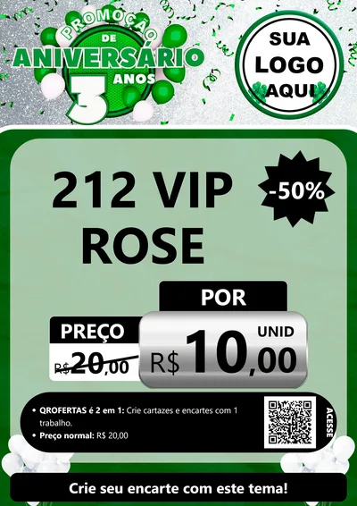 Modelo de Cartaz para Cartaz A4 Vertical com o tema Promoção de Aniversário - 3 Anos para Perfumes