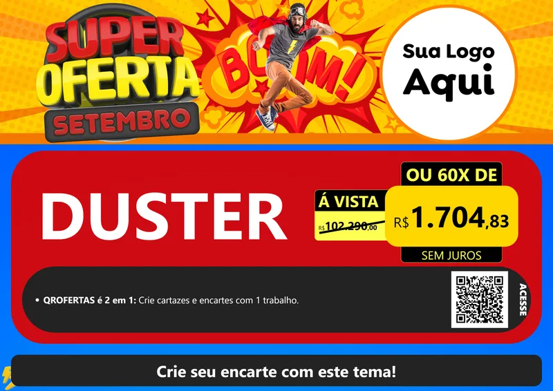 Modelo de Cartaz para Cartaz A4 Horizontal com o tema Super Oferta Setembro para Concessionaria de Carros