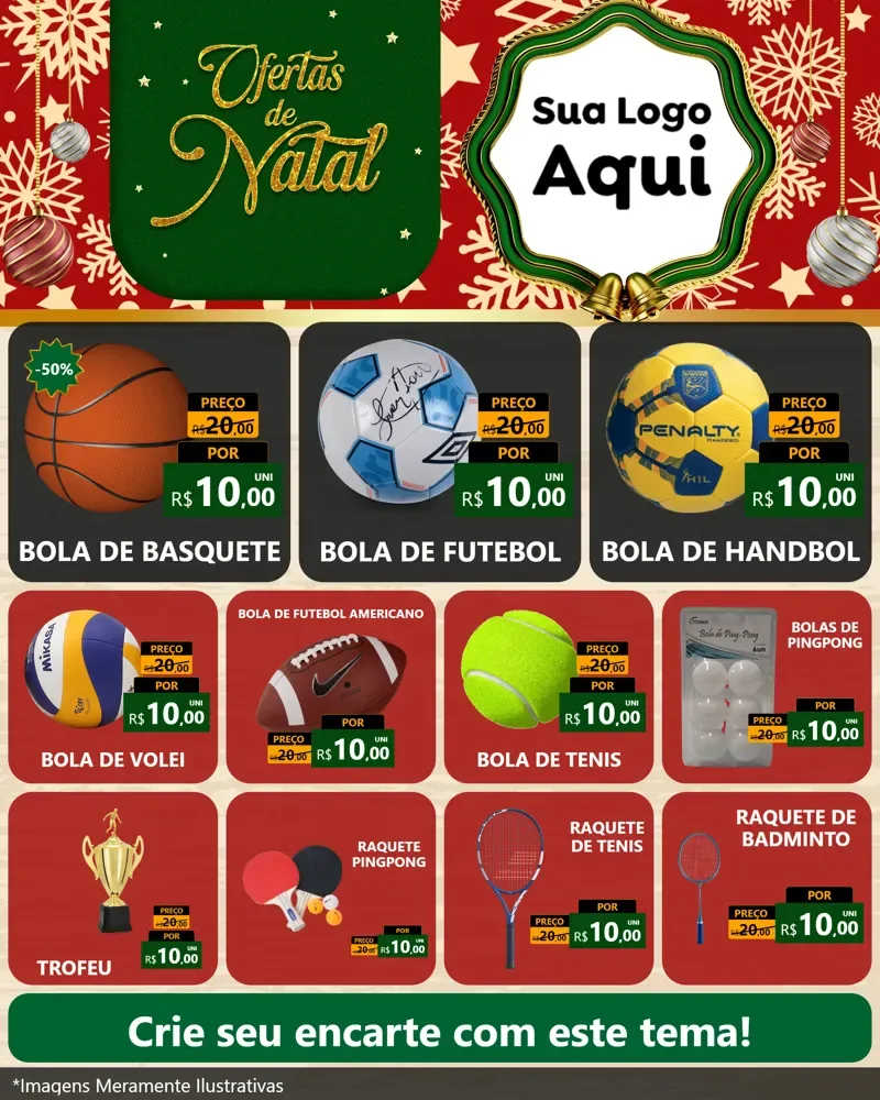 Modelo de Rede Social para Feed Instagram com o tema Natal de Ofertas para Artigos Esportivos
