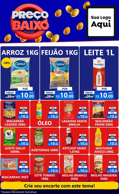 Modelo de Encarte para Encarte Grande com o tema Preço Baixo para Supermercado
