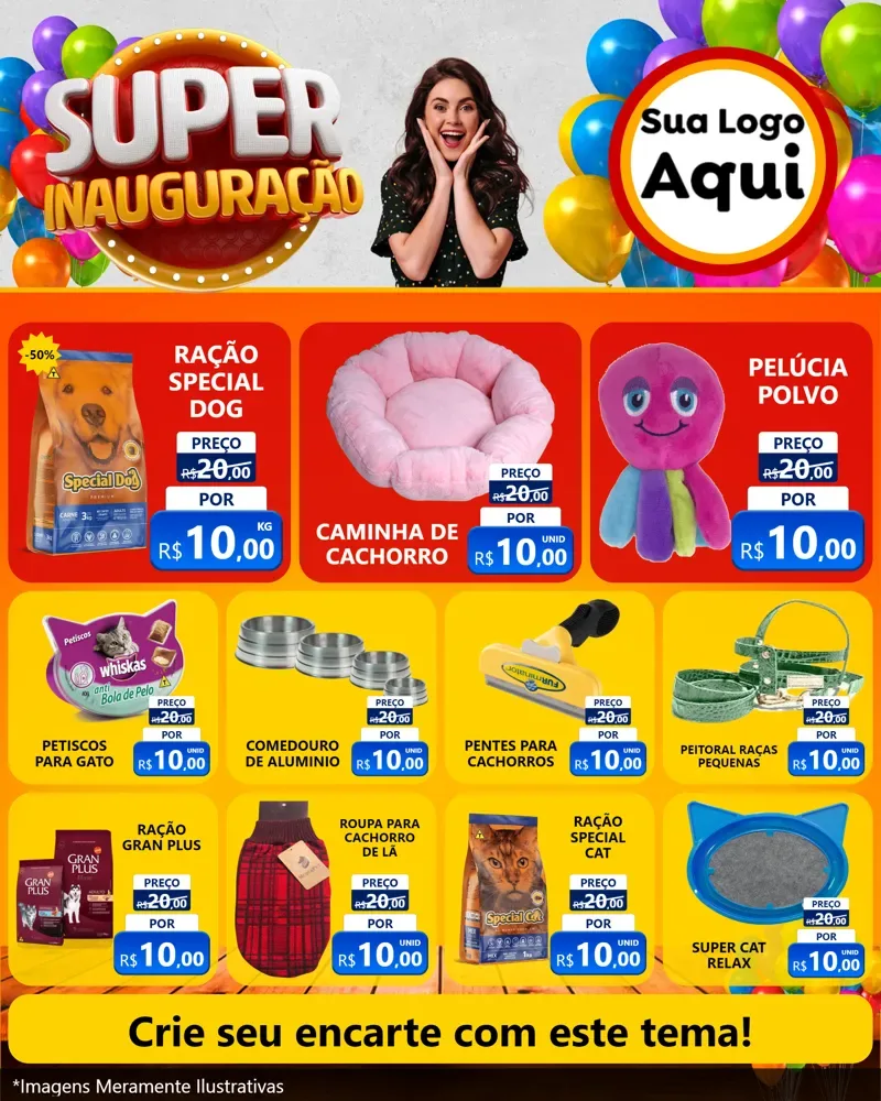 Modelo de Rede Social para Feed Instagram com o tema Super Inauguração para Pet Shop