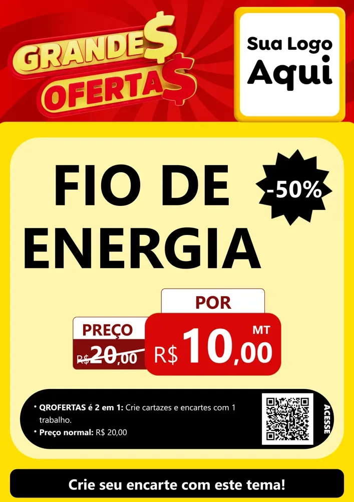 Modelo de Cartaz para Cartaz A4 Vertical com o tema Grandes Ofertas para Materiais Elétricos