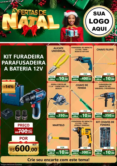 Modelo de Encarte para Encarte A4 Vertical com o tema Ofertas de Natal para Maquinas e Ferramentas