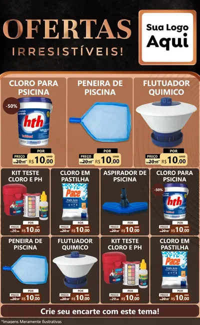 Modelo de Encarte para Encarte Grande com o tema Ofertas Irresistíveis! para Produtos para Piscina