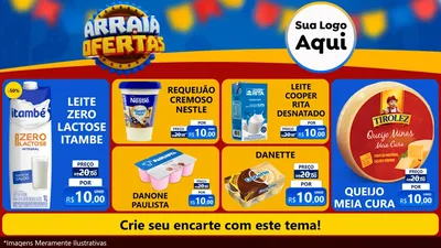 Modelo de TV para TV Horizontal com o tema Arraiá de Ofertas - Junina para Frios e Laticínios