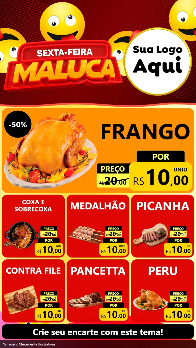 Modelo de Rede Social para Stories com o tema Sexta-feira Maluca para Assados