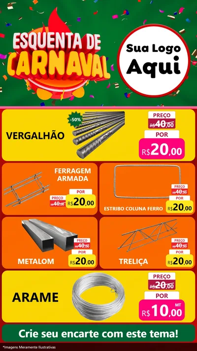 Modelo de TV para TV Vertical com o tema Esquenta de Carnaval para Ferragens