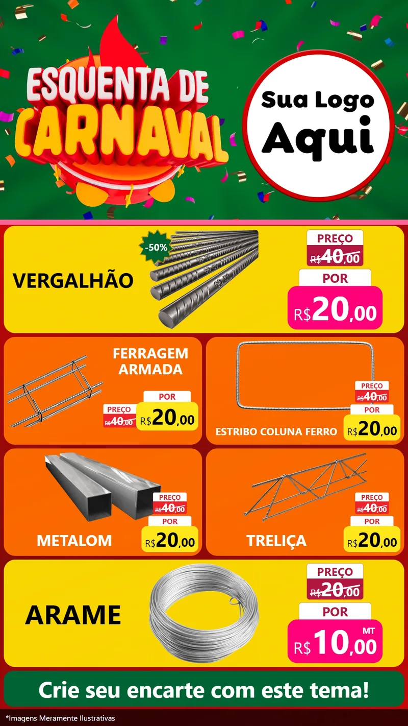 Modelo de TV para TV Vertical com o tema Esquenta de Carnaval para Ferragens
