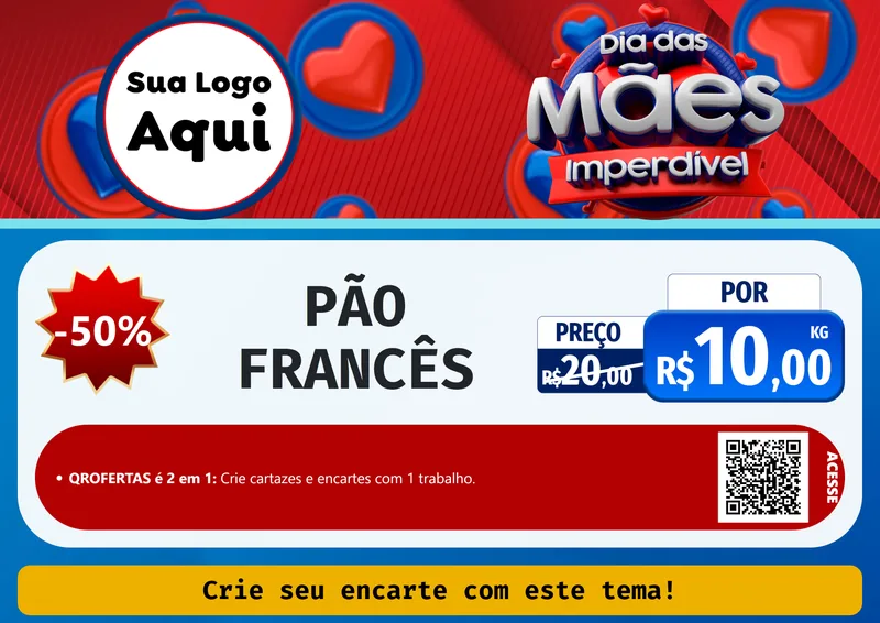 Modelo de Cartaz para Cartaz A4 Horizontal com o tema Dia Das Mães Imperdível para Padaria