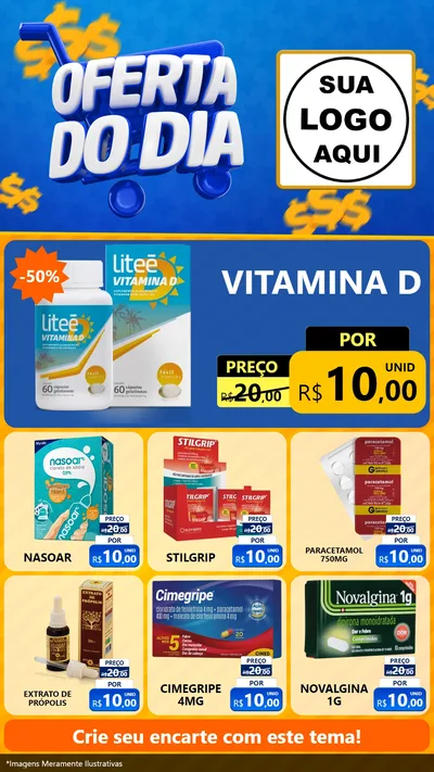 Modelo de Rede Social para Stories com o tema Oferta do Dia para Farmácia