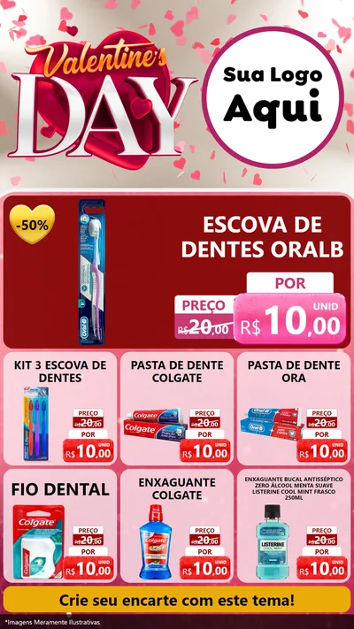 Modelo de Rede Social para Stories com o tema Valentine's Day para Higiene Pessoal